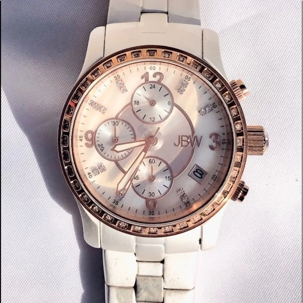 💎 JBW Diamond & Swarovski crystal 18k rosegold watch mother of pearl 723